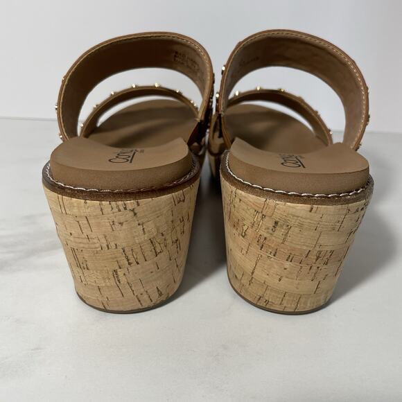 Corky’s BAD HABIT Slide Wedge Sandals Women’s Size 10 Brown Gold Stud Straps NEW - Picture 4 of 12